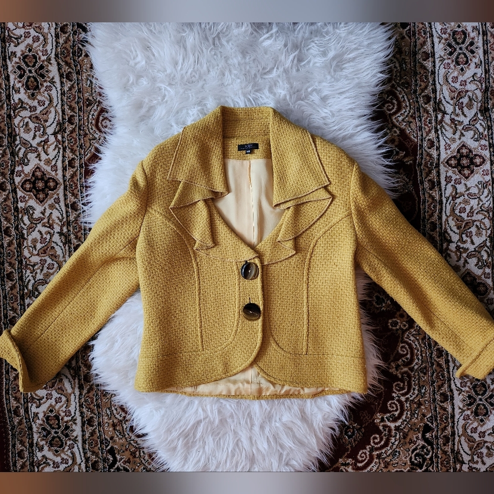 Vex Elegant Mustard Yellow Tweed Jacket